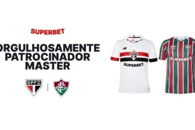 Superbet mostrou como ficará o uniforme do Fluminense após o acerto por três temporadas - (crédito: - Foto: Reprodução) Superbet mostrou como ficará o uniforme do Fluminense após o acerto por três temporadas - (crédito: - Foto: Reprodução)