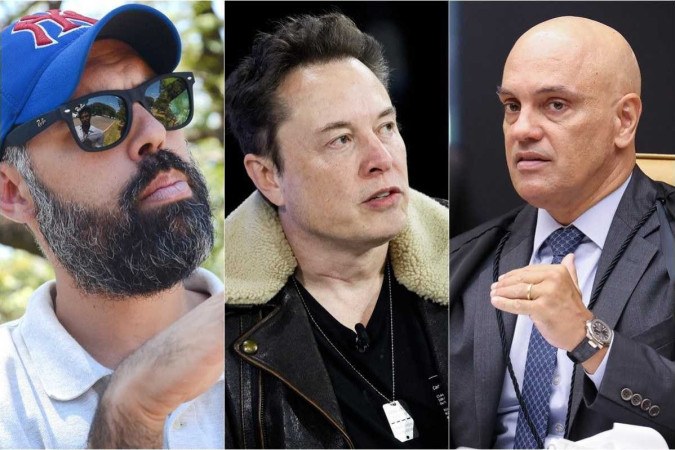 Allan dos Santos; Elon Musk; Alexandre de Moraes -  (crédito:  Elza Fiuza/Agência Brasil/Michael M. Santiago/AFP/ Antonio Augusto/SCO/STF)