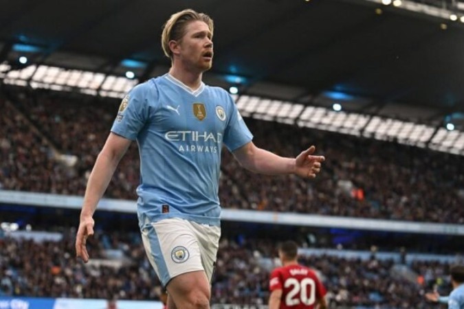 De Bruyne virou desfalque de última hora do Manchester City no Santiago Bernabéu -  (crédito: Foto: Paul Ellis/AFP via Getty Images)