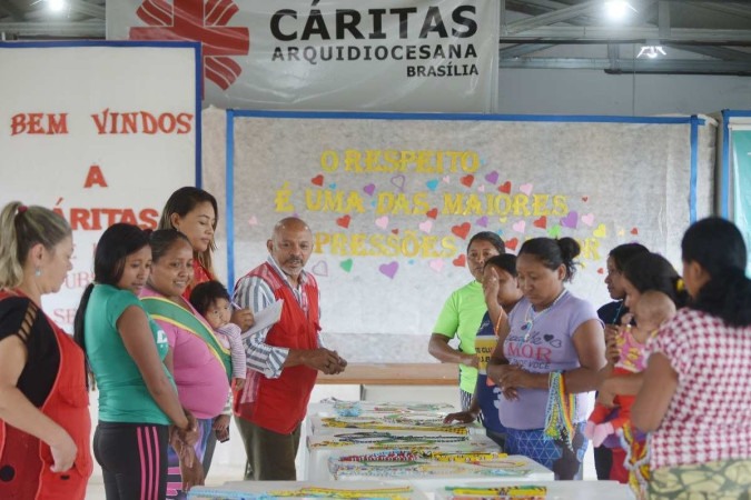 Refugiados venezuelanos atendidos pela Cáritas em São Sebastião -  (crédito:  Ed Alves/CB/DA.Press)