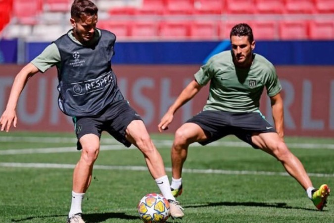 Treino do Atlético na véspera do jogo contra o Girona -  (crédito: Foto Divulgação / Atlético de Madrid)