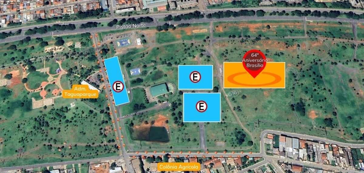 Estacionamentos disponíveis nas proximidades do Taguaparque