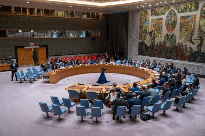 Reunião do Conselho de Segurança da ONU neste domingo (14/4) -  (crédito: David Dee Delgado / GETTY IMAGES NORTH AMERICA / Getty Images via AFP)