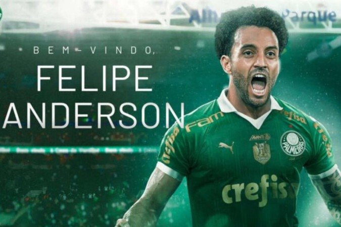 Embora só chegue em julho, Felipe Anderson já está confirmado -  (crédito: Foto: Divulgação/Palmeiras )