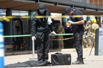 Agentes analisam o artefato encontrado em aeroporto de Brasília -  (crédito:  Ed Alves/CB/DA.Press)