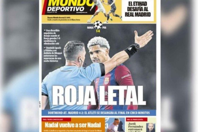 Capa do Mundo Deportivo, da Catalunha - (crédito: Foto: Divulgação/Mundo Deportivo) Capa do Mundo Deportivo, da Catalunha - (crédito: Foto: Divulgação/Mundo Deportivo)