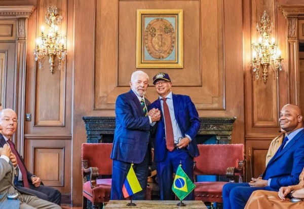 Lula durante reunião com o presidente Gustavo Petro, na Casa de Nariño, Palácio Presidencial da Colômbia  -  (crédito: Ricardo Stuckert / PR)