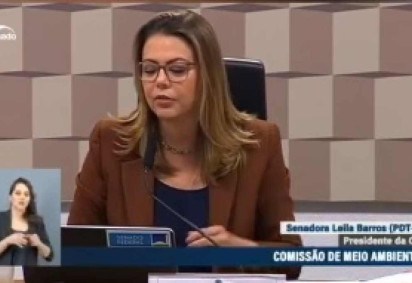 Senadora Leila destaca matéria do Correio sobre jovem ativista ambiental durante reunião da Comissão de Meio Ambiente -  (crédito: Reprodução TV Senado)