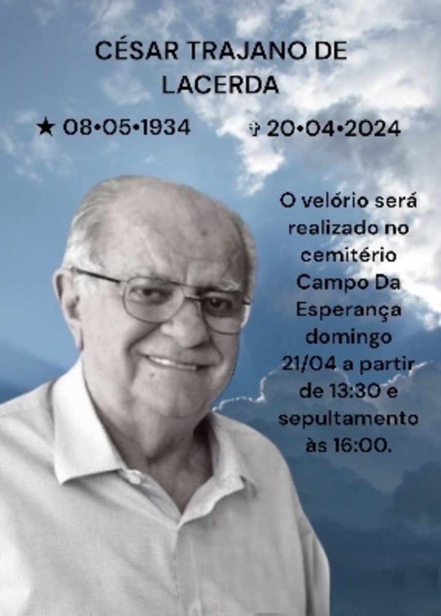 César Trajano será sepultado neste domingo (21/4), no cemitério Campo da Esperança