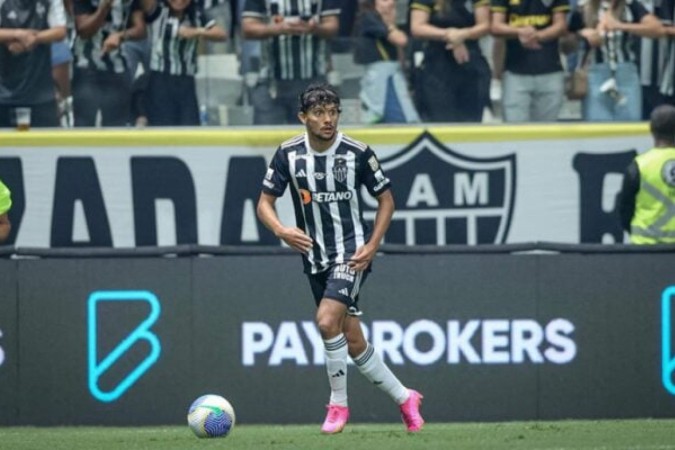 Gustavo Scarpa em ação pelo Galo no clássico deste sábado -  (crédito: Foto: Pedro Souza / Atlético)