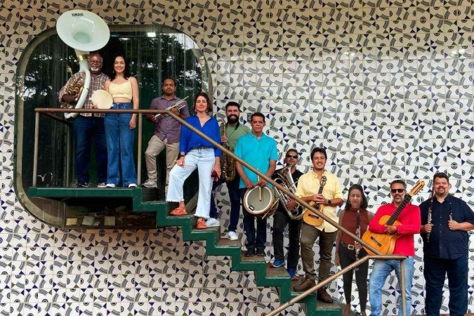 Os 13 integrantes da Orquestra Pizindim: celebração no Sesc da 913 Sul -  (crédito: Fernando Meira)