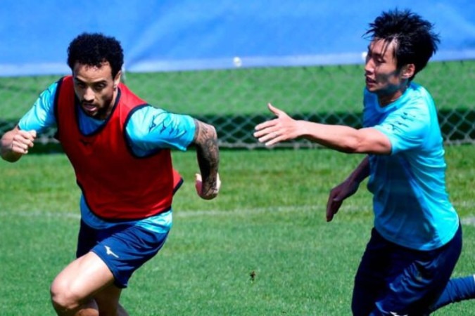Jogadores da Lazio durante treinamento da equipe - Foto: Divulgação / Lazio -  (crédito: Divulgação / Lazio)