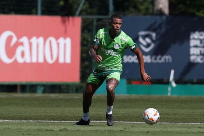  O jogador Caio Paulista, da SE Palmeiras, durante treinamento, na Academia de Futebol. (Foto: Cesar Greco/Palmeiras/by Canon)
     -  (crédito:  CESAR GRECO)