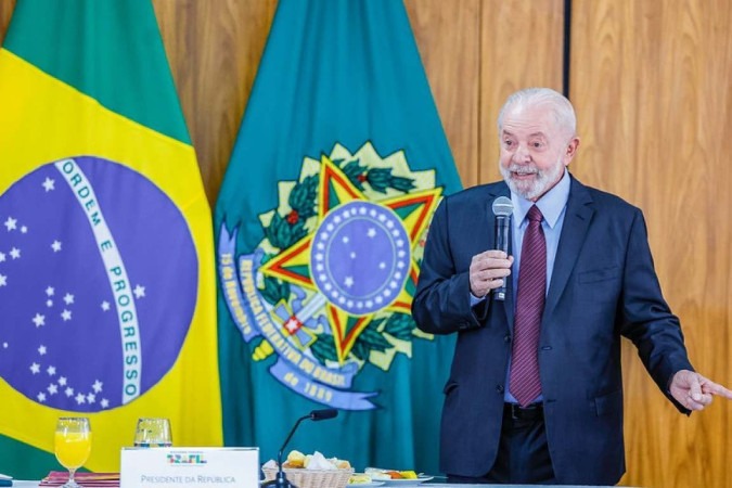 Presidente Luiz Inácio Lula da Silva durante café com jornalistas, no Palácio do Planalto -  (crédito: Ricardo Stuckert/PR)
