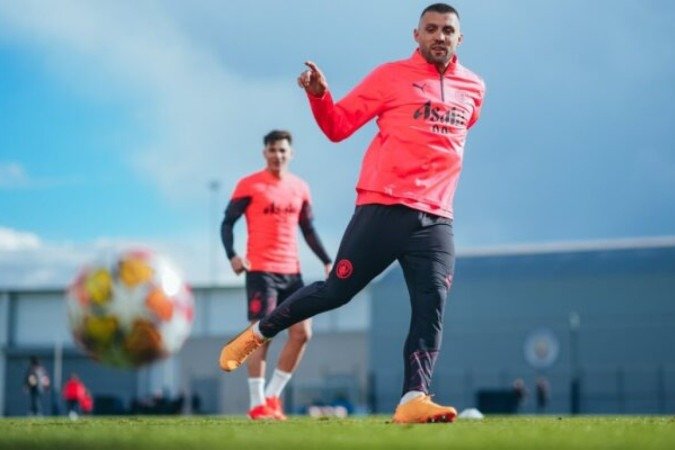 Jogadores do City durante treinamento da equipe - Foto: Divulgação/Manchester City -  (crédito: Divulgação/Manchester City)