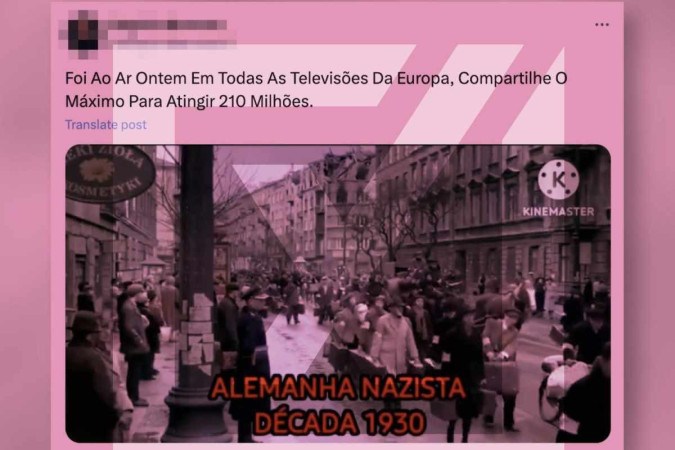 É falso que um vídeo comparando 8 de janeiro de 2023 ao Holocausto tenha sido transmitido em todas as televisões da Europa. -  (crédito: Reprodução/Comprova)