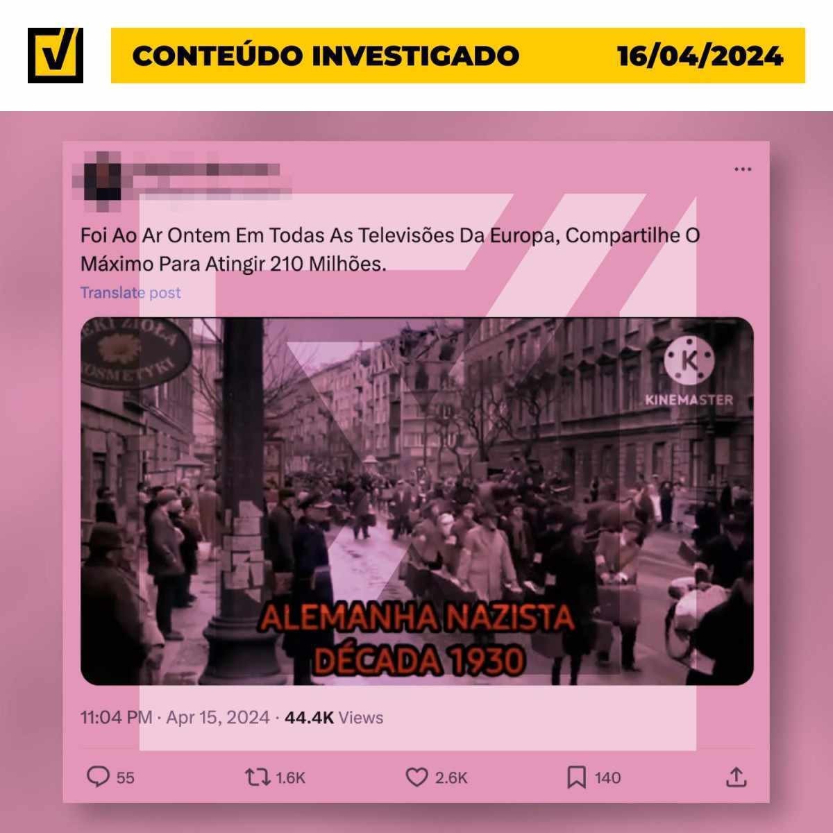 Vídeo que compara prisões no 8/1 a Holocausto não foi exibido em TVs na Europa