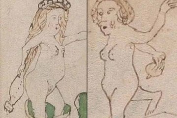 Ilustrações de mulheres peladas no manuscrito  -  (crédito: Yale University Library)