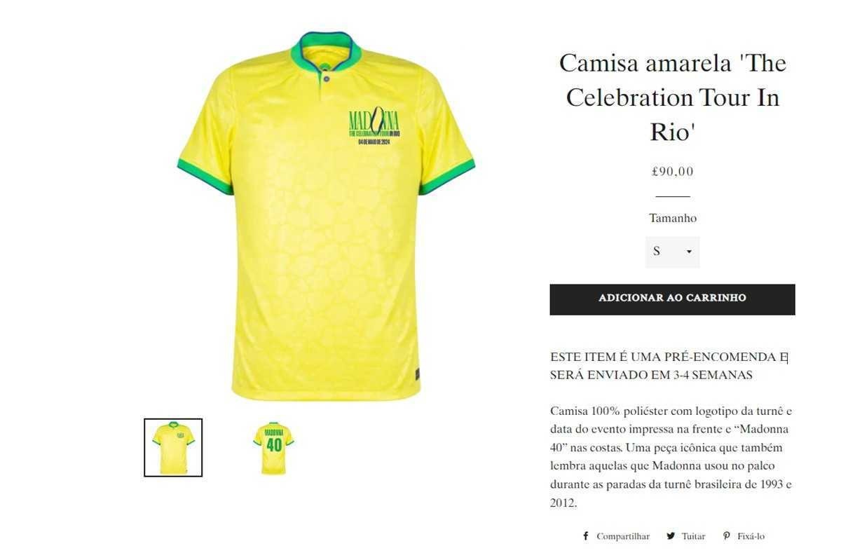 Camisa amarela The Celebration Tour In Rio