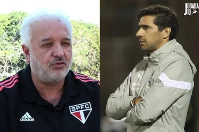 Em março, Belmonte xingou Abel, mas se desculpou nesta segunda (29) -  (crédito: Foto: Reprodução/Facebook e Carlos Greco/Palmeiras)