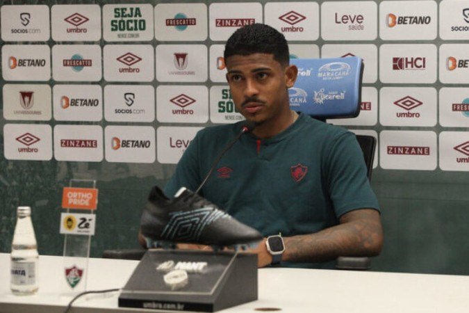 John Kennedy em um de seus últimos treinos pelo Fluminense -  (crédito: Foto: LUCAS MERÇON / FLUMINENSE F.C.)