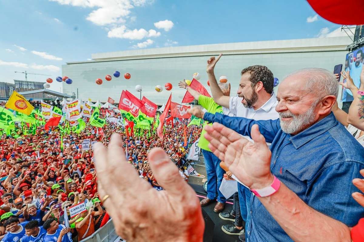 Presidente da República, Luiz Inácio Lula da Silva, durante Ato Unificado em Comemoração do 1º de Maio, na Neo Química Arena, em São Paulo -  (crédito:  Ricardo Stuckert / PR)