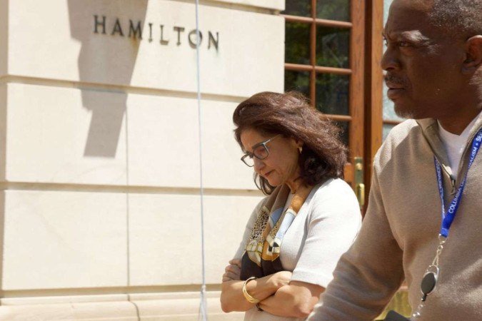 NEW YORK, NEW YORK - MAY 1: Columbia University President Minouche Shafik visits Hamilton Hall on the campus of Columbia University on May 1, 2024 in New York City. Police arrested nearly 100 people as they cleared the university of demonstrators who were issued a notice to disband their encampment after negotiations failed to come to a resolution. Shafik has requested the NYPD maintain a presence on campus through at least May 17.   Indy Scholtens/Getty Images/AFP (Photo by Indy Scholtens / GETTY IMAGES NORTH AMERICA / Getty Images via AFP)
      