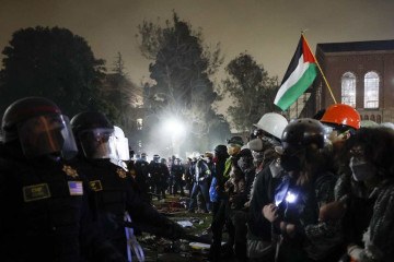 Protestos pro-palestina em Universidades nos Estados Unidos  -  (crédito: Etienne LAURENT / AFP)