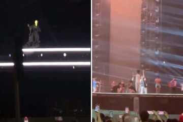 Madonna e Pabllo subiram ao palco para ensaiar para o histórico show -  (crédito: X/Reprodução)