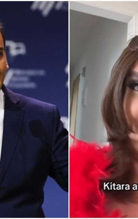 O ex-deputado republicano dos Estados Unidos George Santos gravou um vídeo em que aparece performando a drag queen Kitara Ravache -  (crédito: AFP e Reprodução/TikTok)