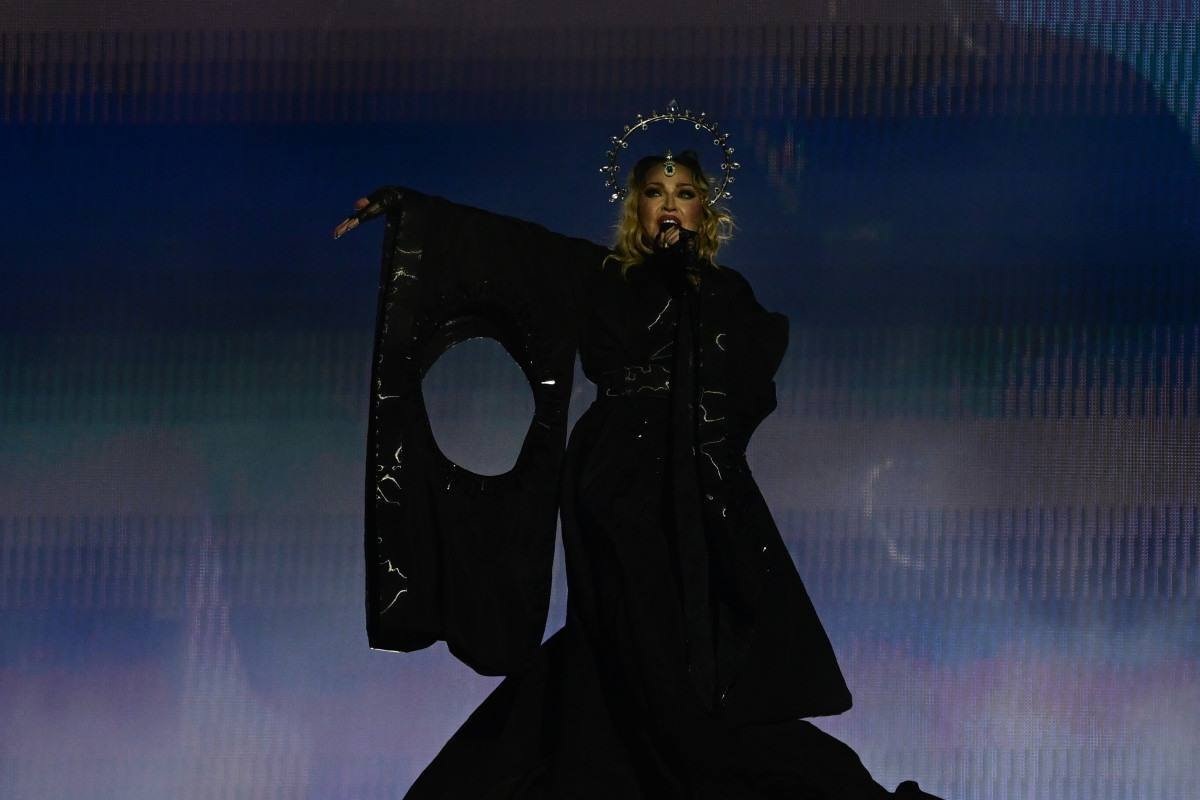  US pop star Madonna performs onstage during a free concert at Copacabana beach in Rio de Janeiro, Brazil, on May 4, 2024. . Madonna ended her ?The Celebration Tour? with a performance attended by some 1.5 million enthusiastic fans. (Photo by Pablo PORCIUNCULA / AFP)       