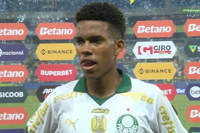 Estevão mandou bem ao bater pênalti na vitória do Palmeiras sobre o Cuiabá  -  (crédito: Foto: Reprodução de vídeo /Premiere)