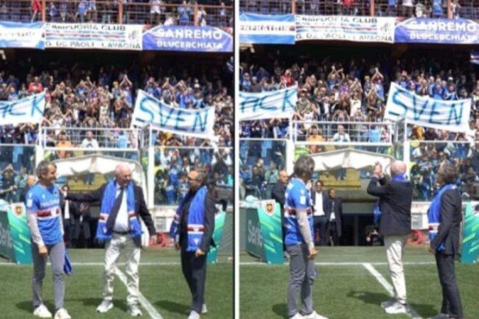 Eriksson recebe as saudações de todos no estádio da Sampdoria, onde ele foi campeão nos anos 90 - (crédito: Foto: Reprodução de vídeo Instagram Sampdoria) Eriksson recebe as saudações de todos no estádio da Sampdoria, onde ele foi campeão nos anos 90 - (crédito: Foto: Reprodução de vídeo Instagram Sampdoria)