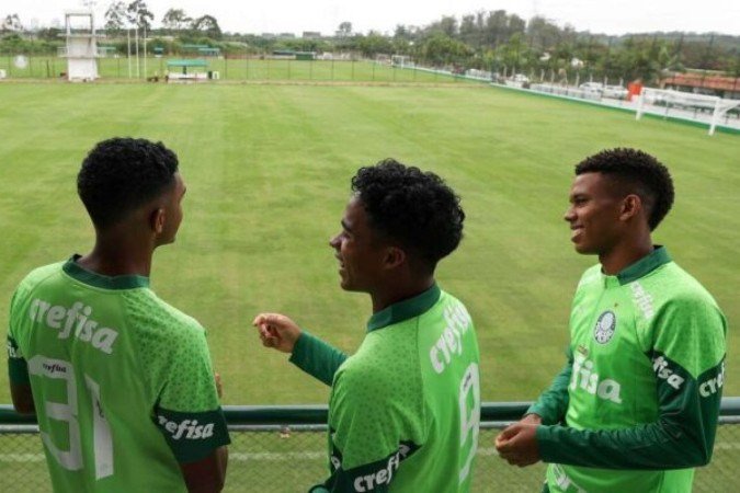 Luis Guilherme, Endrick e Estêvão vivem um período de alta no Palmeiras -  (crédito: Foto: Cesar Greco/Palmeiras)