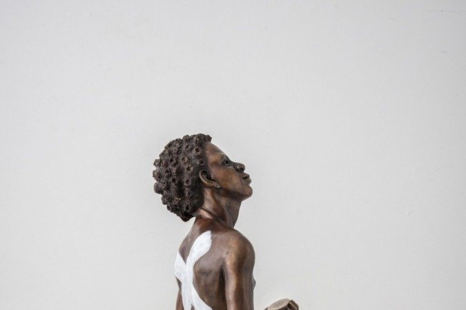 Obra de Flavio Cerqueira na exposição Arte no jardim, no Instituto Camões, na Embaixada de POrtugal