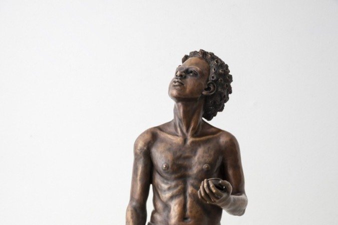 Obra de Flavio Cerqueira na exposição Arte no jardim, no Instituto Camões, na Embaixada de POrtugal