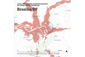 Área alagada em Porto Alegre poderia cobrir ao menos nove RAs do DF  -  (crédito: Reprodução/Instagram @versa.urb)