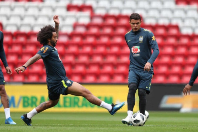 Thiago Silva e Marcelo na época da Seleção Brasileira  -  (crédito:  - Foto: Lucas Figueiredo/CBF)