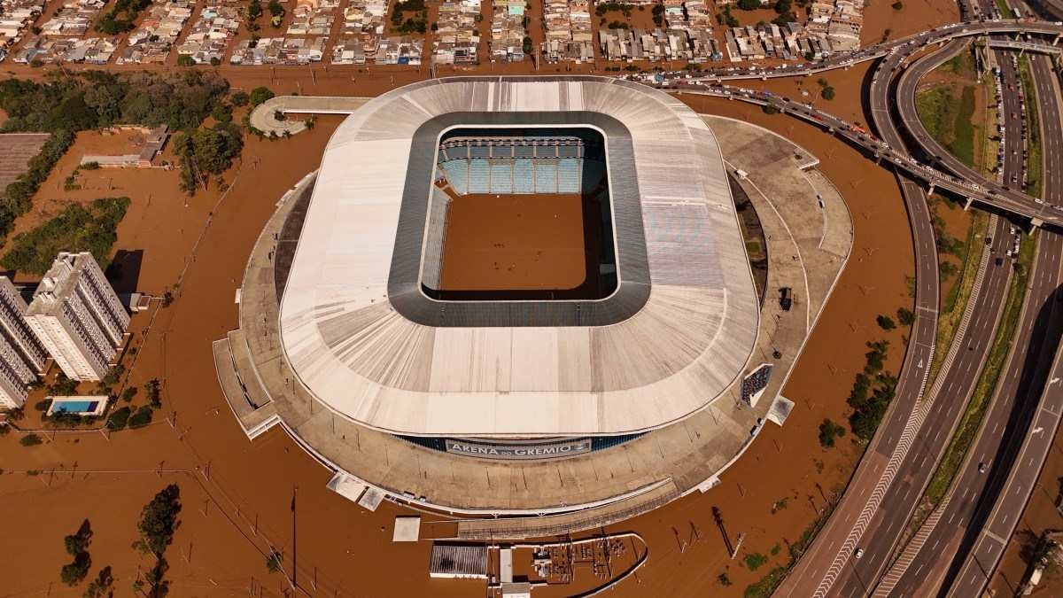 Vista aérea da Arena do Grêmio -  (crédito: Carlos Fabal/AFP)