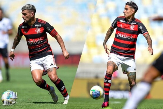 Pulgar e Arracaeta em treino do Flamengo -  (crédito: Foto: Gilvan de Souza /CRF)