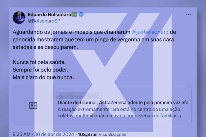 Postagens afirmam que Bolsonaro estava certo ao duvidar das vacinas contra covid-19 e relacioná-las a casos de embolia e trombose -  (crédito: Reprodução/Comprova)