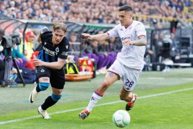 Fiorentina e Brugges fizeram jogo disputadíssimo na Bélgica - (crédito: Foto: KURT DESPLENTER/BELGA MAG/AFP via Getty Images) Fiorentina e Brugges fizeram jogo disputadíssimo na Bélgica - (crédito: Foto: KURT DESPLENTER/BELGA MAG/AFP via Getty Images)