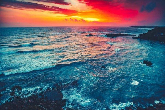 Imagem do Oceano Índico na região do Sri Lanka 