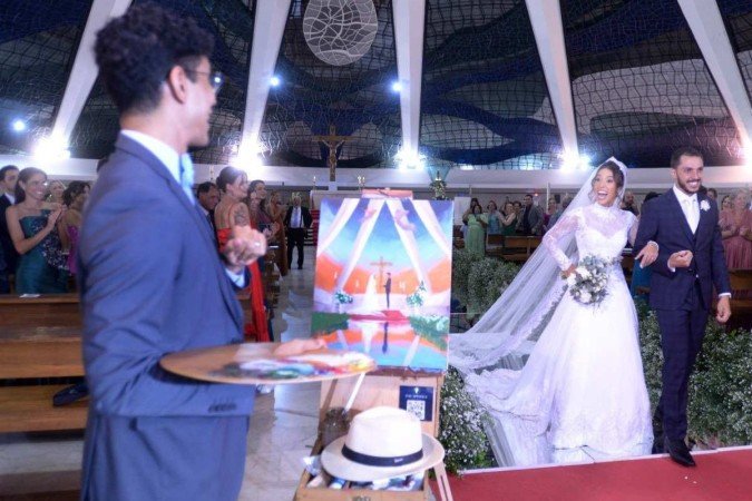  12/05/2024 Credito: Ed Alves/CB/DA.Press. Revista. Novidades nos casamentos - Pintura ao Vivo. Na foto, Pintor Zau. Casamento na Catedral. 