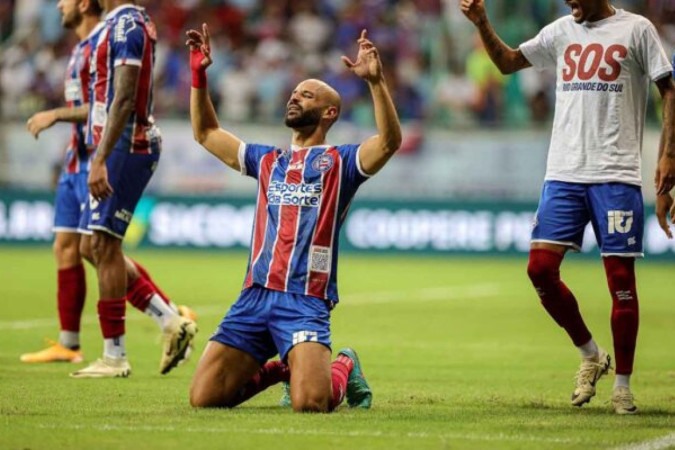 Thaciano fez o gol do triunfo do Bahia  -  (crédito: Foto: Tiago Caldas /EC Bahia)