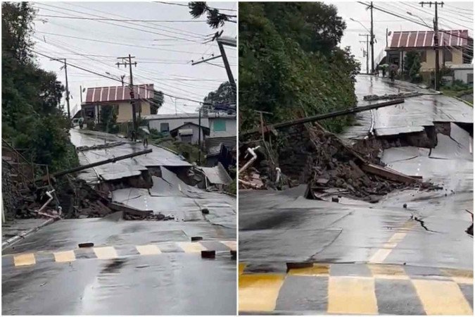  Moradores tiveram que sair de suas casas por causa do risco do desmoronamento -  (crédito: Reprodução/Redes sociais)