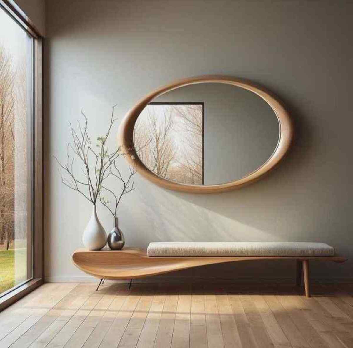 Cores claras e pouca mobília trazem  minimalismo característico do estilo Japandi