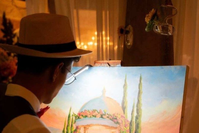 Pintura ao vivo no casamento de Paula e Alexandre 