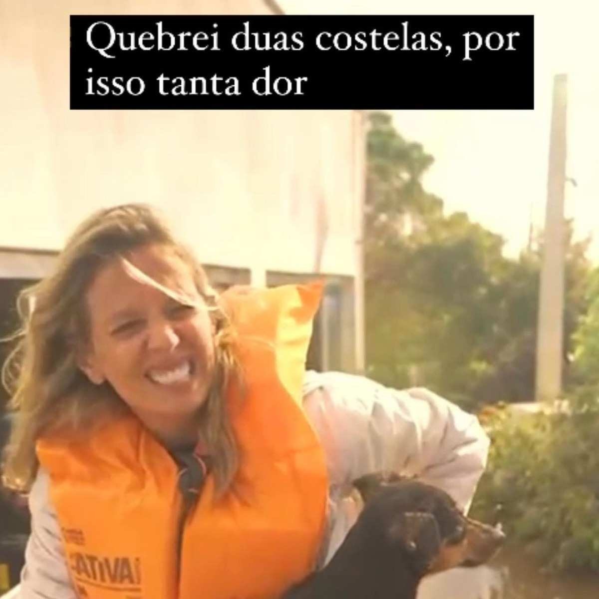 Luisa Mell fratura costelas em resgate de cão no RS