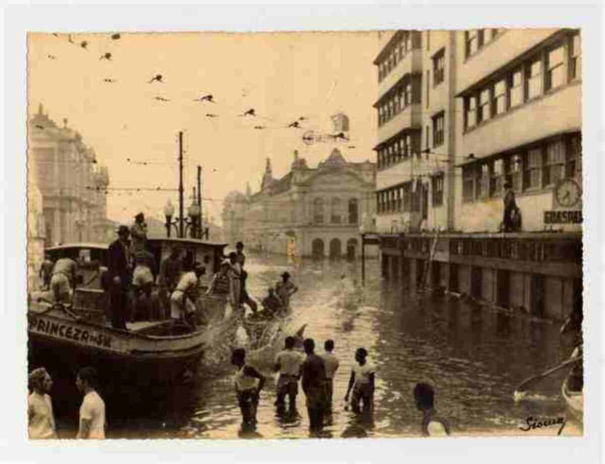 Cheia no Guaíba em 1941 -  (crédito: Divulgação/Museu de Porto Alegre Joaquim Felizardo)